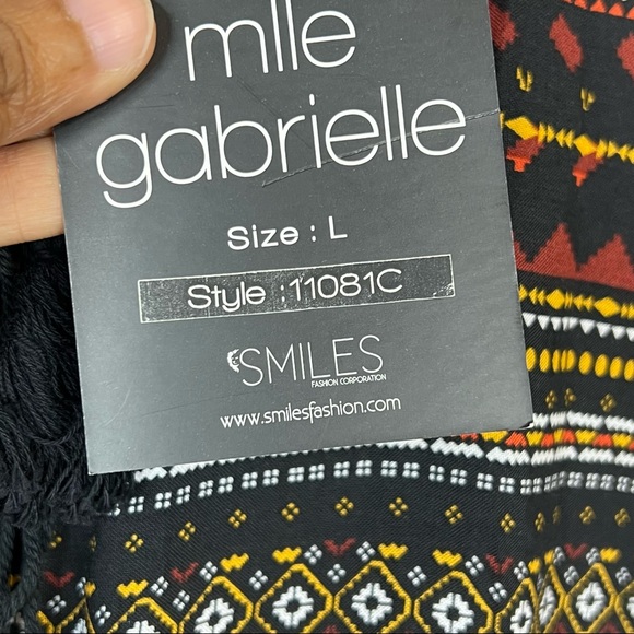 NWT Mlle Gabrielle Black Boho Printed Babydoll Dress - Picture 4 of 10